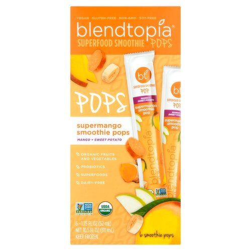 Blendtopia SuperMango Smoothie Pops, 1.75 fl oz, 6 count