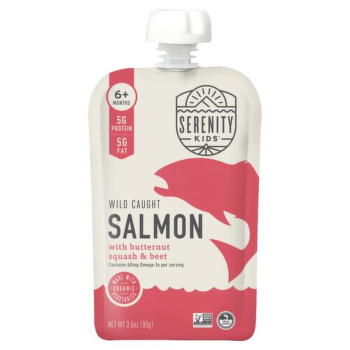 Serenity Kids Wild Caught Salmon with Butternut Squash & Beet Baby Food, 6+ Months, 3.5 oz