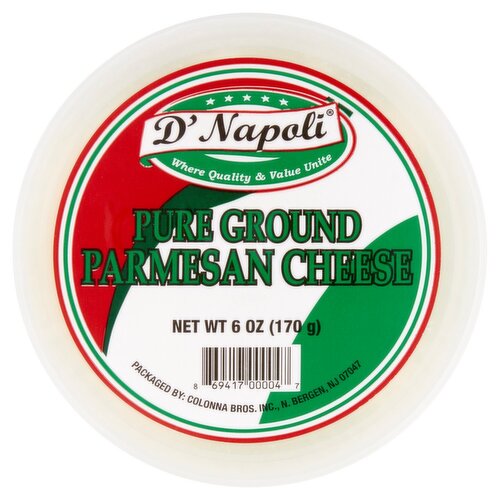 D' Napoli Pure Ground Parmesan Cheese, 6 oz