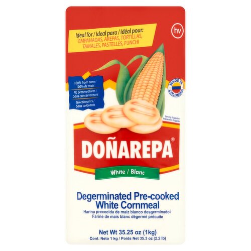 Doñarepa Degerminated Pre-cooked White Cornmeal, 35.25 oz