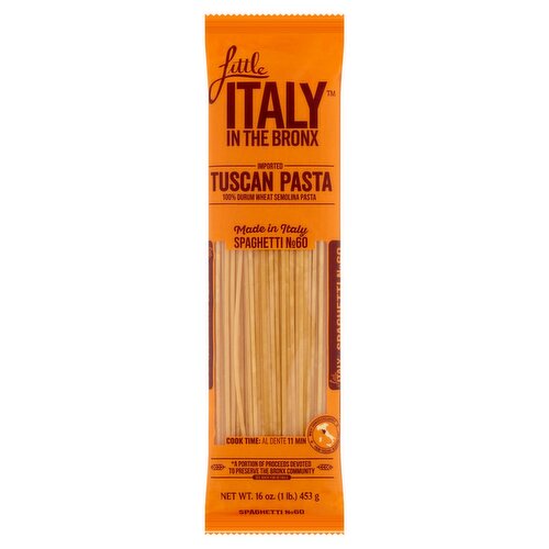 Little Italy in the Bronx Spaghetti No 60 100% Durum Wheat Semolina Pasta, 16 oz