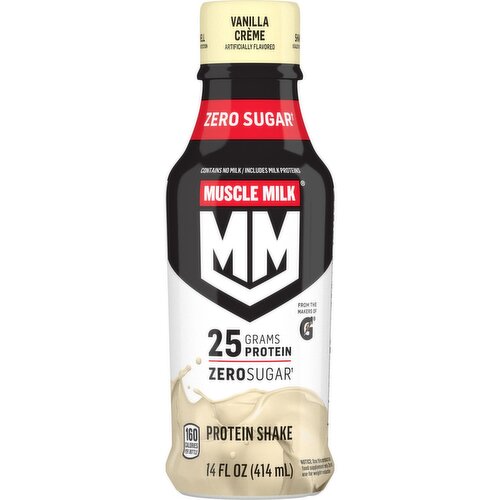 Muscle Milk Genuine Zero Sugar Protein Shake Vanilla Crème Artificially Flavored 14 Fl Oz