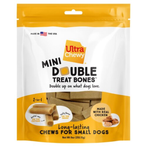 Ultra Chewy Double Treat Bones Mini Long-Lasting Chews for Small Dogs, 9 oz