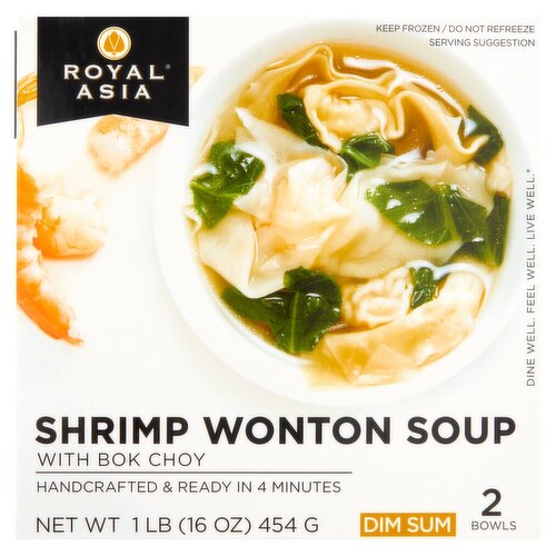Royal Asia Dim Sum Shrimp Wonton Soup with Bok Choy, 2 count, 16 oz