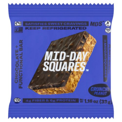 Mid-Day Squares Crunchy Peanut Chocolate + Functional Bar, 1.16 oz