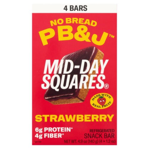 Mid-Day Squares No Bread PB&J Strawberry Refrigerated Snack Bar, 1.2 oz, 4 count