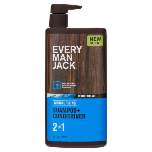 Every Man Jack Mountain Air Moisturizing 2 in 1 Shampoo + Conditioner, 16 fl oz