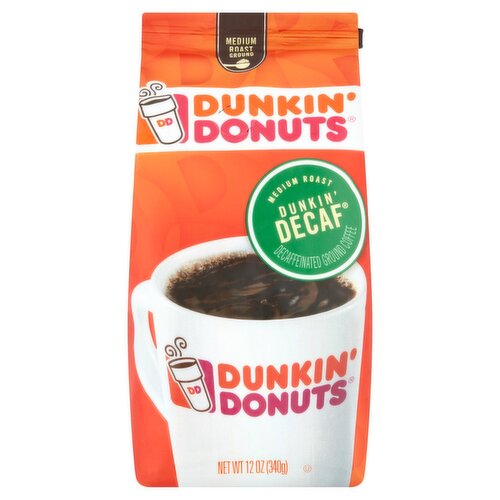 Dunkin' Dunkin' Decaf Medium Roast Decaffeinated Ground Coffee, 12 oz