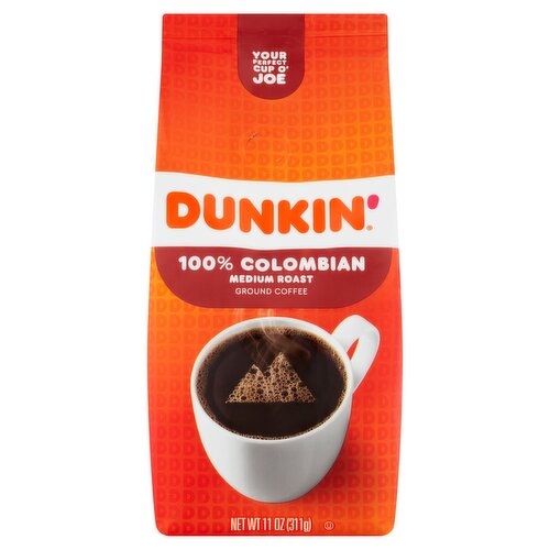 Dunkin' 100% Colombian Medium Roast Ground Coffee, 11 oz