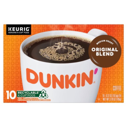 Dunkin' Original Blend, Medium Roast Coffee, K-Cup Pods for Keurig K-Cup Brewers,10-Count