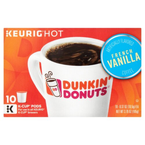 Dunkin' Donuts French Vanilla Coffee K-Cup Pods, 0.37 oz, 10 count