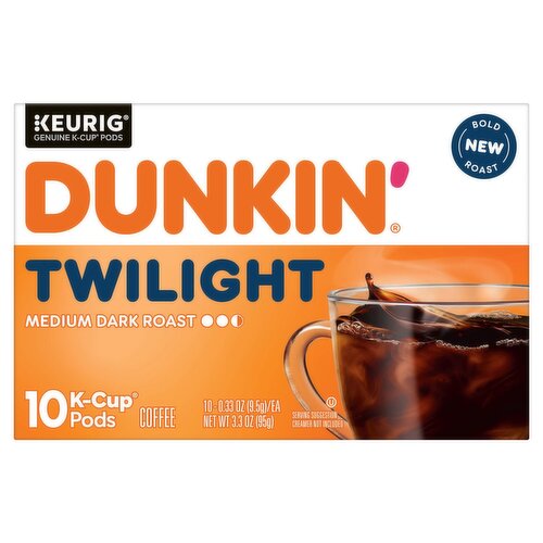 Dunkin' Twilight Medium Dark Roast Coffee K-Cup Pods, 0.33 oz, 10 count