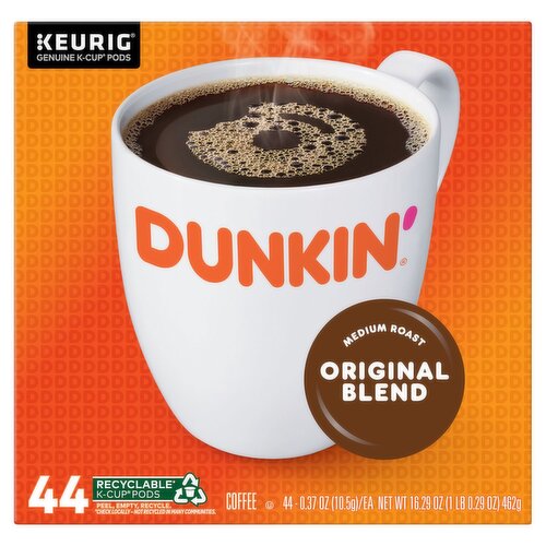 Dunkin' Original Blend Medium Roast Coffee K-Cup Pods, 0.37 oz, 44 count