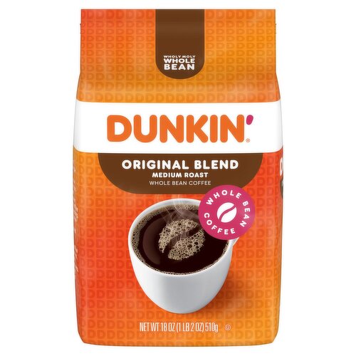 Dunkin' Original Blend Medium Roast Whole Bean Coffee, 18 oz