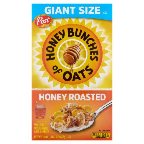 Post Honey Bunches of Oats Honey Roasted Sweetened Cereal with Oats & Honey Giant Size, 23 oz