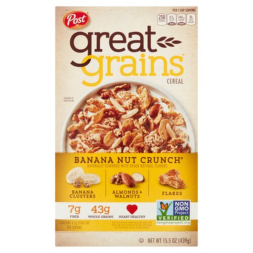 Post Great Grains Banana Nut Crunch Cereal, 15.5 oz