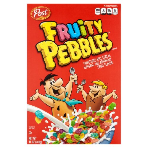 Post Fruity Pebbles Sweetened Rice Cereal, 11 oz