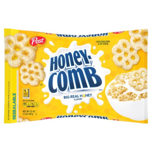 Post Honeycomb Big Real Honey Flavor! Sweetened Corn & Oat Cereal, 32 oz