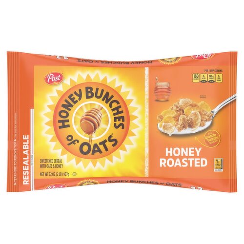Post Honey Bunches of Oats Honey Roasted Sweetened Cereal with Oats & Honey, 32 oz