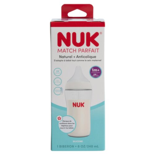 Nuk Perfect Match 8 oz Natural + Anti-Colic Baby Bottle, 3m+, 1 count