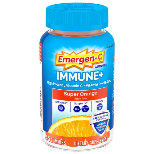 Emergen-C Immune+ Super Orange Triple Action Formula Dietary Supplement, 45 count