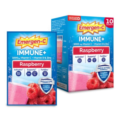 Emergen-C Immune+ Raspberry Dietary Supplement. 0.31 oz, 30 count