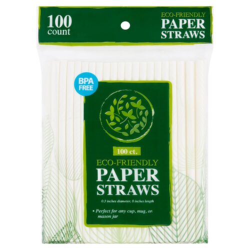 8mm Eco-Friendly Paper Straws, 100 count