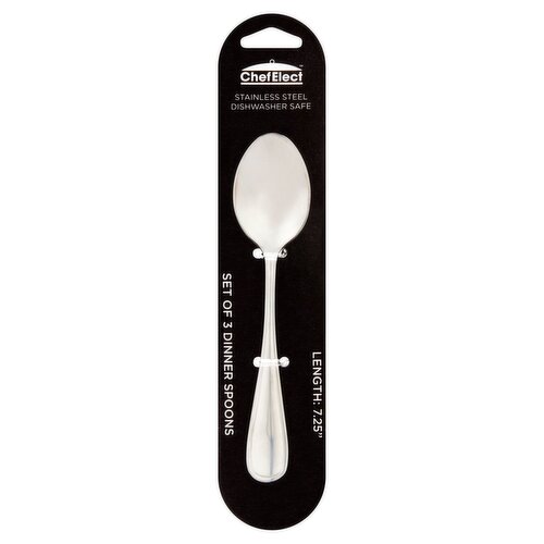 Chef Elect Stainless Steel Dinner Spoons, 3 count