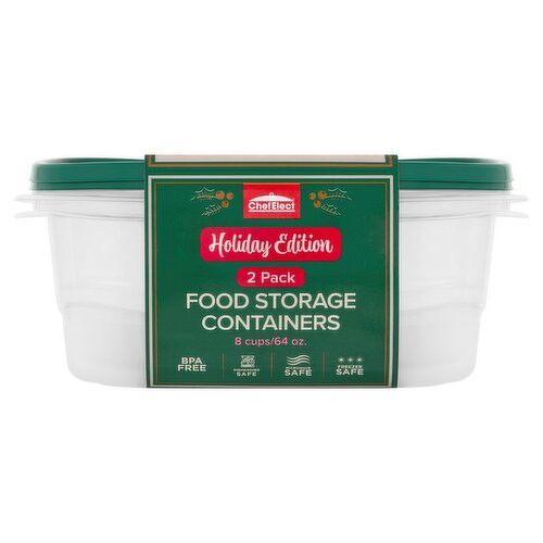 ChefElect 64oz Food Storage Containers Holiday Edition, 2 count