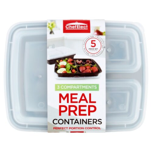 ChefElect 3 Compartments Meal Prep Containers, 5 count