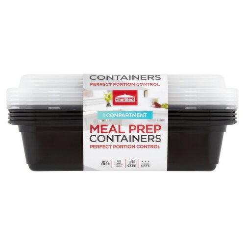 ChefElect 1 Compartment Meal Prep Containers, 5 count