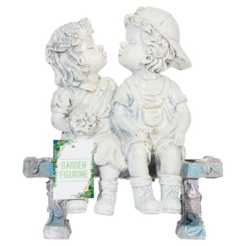 Garden Figurine 9.5" Stone Boy & Girl