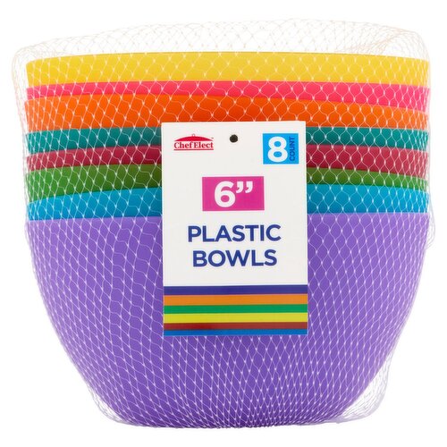 ChefElect 6" Plastic Bowls, 8 count