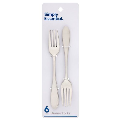Simply Essential Stainless Steel Dinner Forks, 6 count
