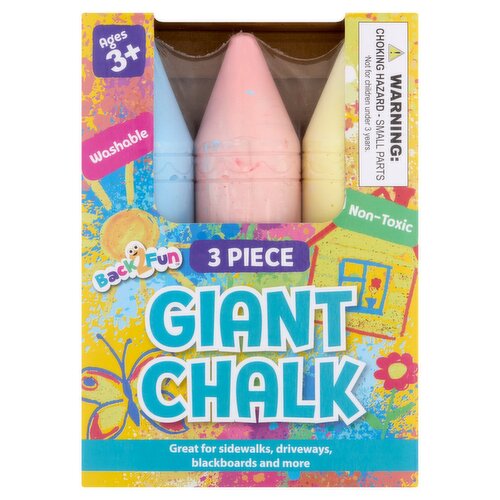 Back2Fun Multi-Color Giant Chalk, Ages 3+, 3 count