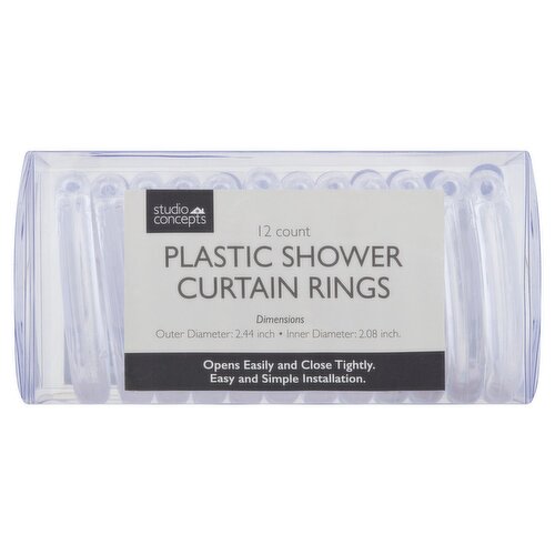 Studio Concepts Plastic Shower Curtain Rings, 12 count