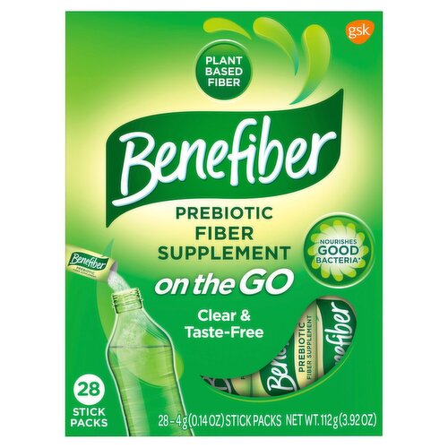 Benefiber On the Go Prebiotic Fiber Supplement, 0.14 oz, 28 count