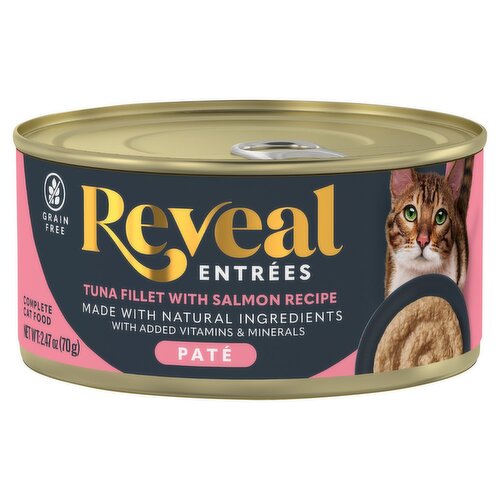 Reveal Entrées Tuna Fillet with Salmon Recipe Paté Complete Cat Food, 2.47 oz