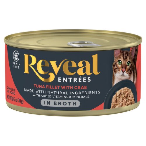 Reveal Tuna Fillet with Crab in Broth Complete Cat Food, 2.47 oz