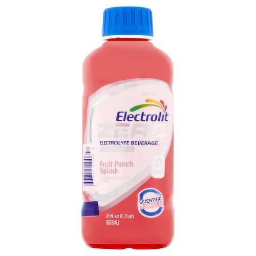 Electrolit Zero Fruit Punch Splash Electrolyte Beverage, 21 fl oz