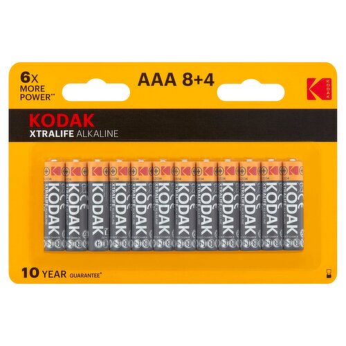 Kodak Xtralife Alkaline AAA 1.5V Batteries, 12 count
