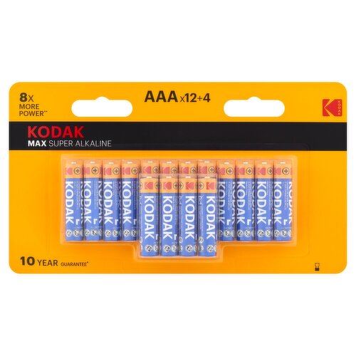 Kodak Max Super Alkaline 1.5V AAA Batteries, 16 count