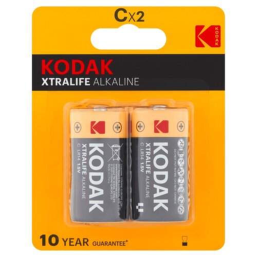 Kodak Xtralife Alkaline C 1.5V Batteries, 2 count