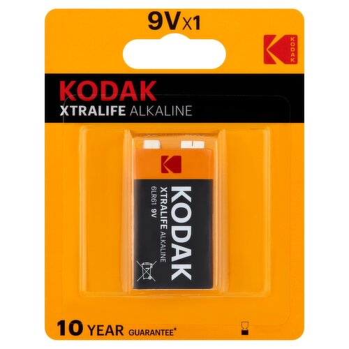 Kodak Xtralife 9V Alkaline Batteries, 1 count