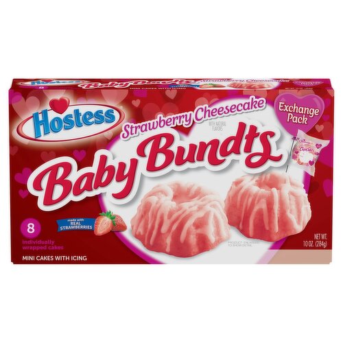 Hostess Baby Bundts Strawberry Cheesecake Exchange Pack, 8 count, 10 oz