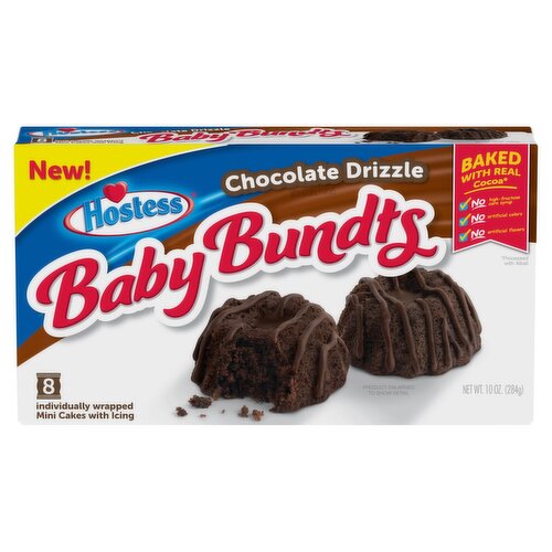 Hostess Chocolate Drizzle Baby Bundts, 8 count, 10 oz