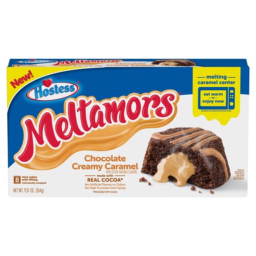 Hostess Meltamors Chocolate Creamy Caramel Mini Cakes with Filling, 8 count, 9.31 oz