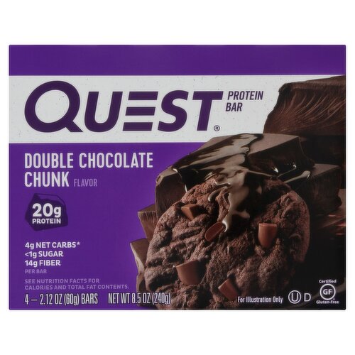 Quest Double Chocolate Chunk Flavor Protein Bar, 2.12 oz, 4 count