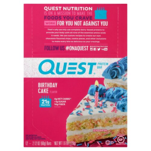 QUEST Birthday Cake Flavor Protein Bar, 2.12 oz, 12 count