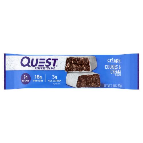 Quest Hero Crispy Cookies & Cream Flavor Protein Bar, 1.83 oz